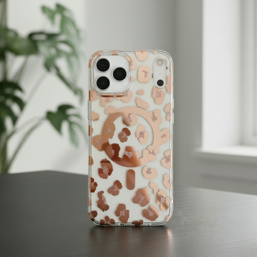 iPhone 17 Series : Chrome Leopard Print Case