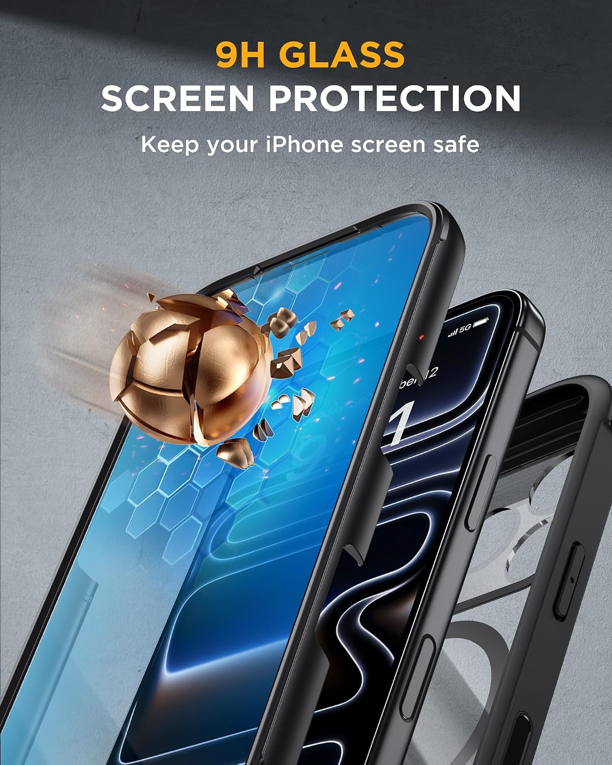 iPhone 18 Pro 360° Protection Case [BLACK] : Front Screen + Back Cover + Camera Protection Inbuilt
