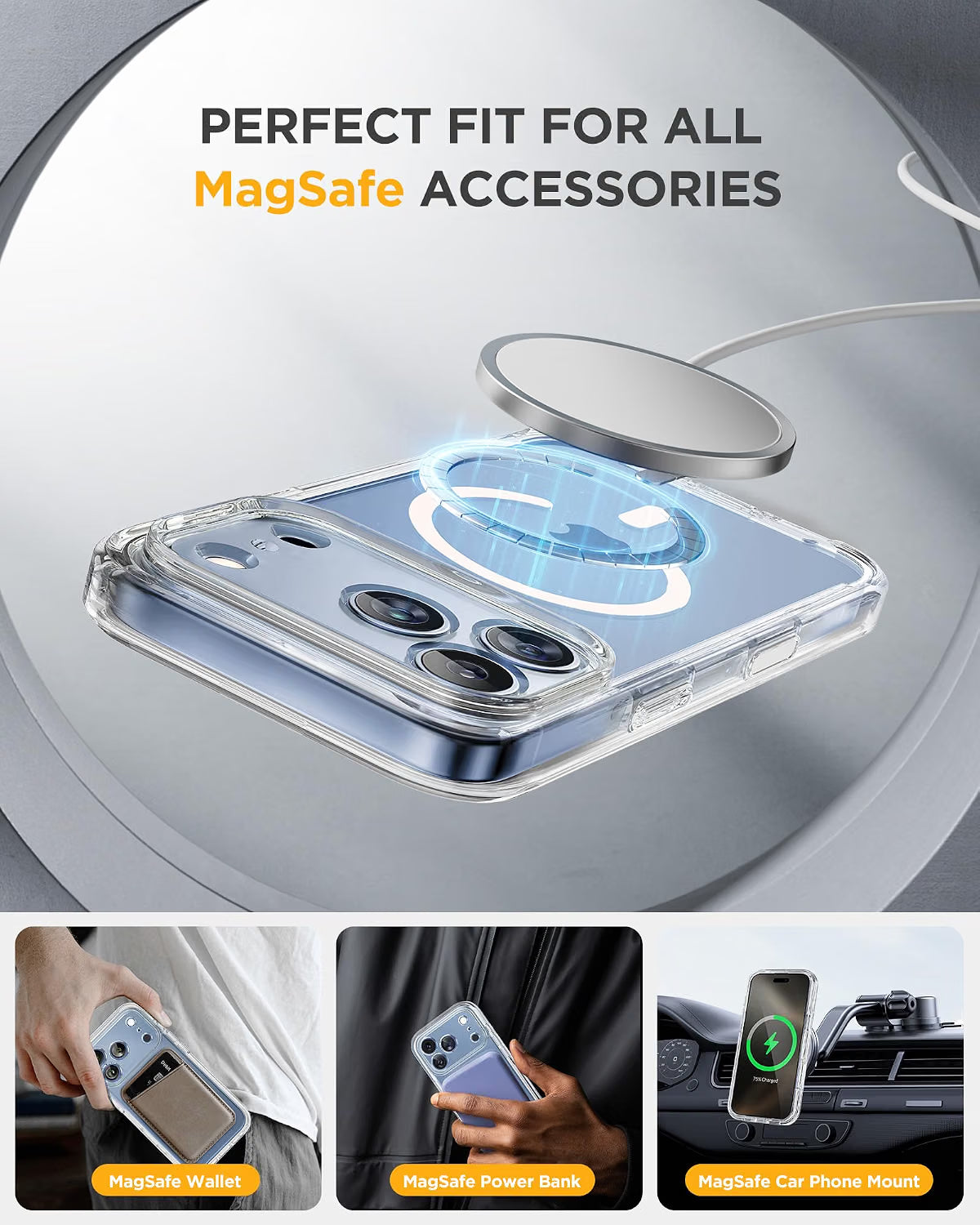 iPhone 18 Pro 360° Protection Case [CLEAR] : Front Screen + Back Cover + Camera Protection Inbuilt