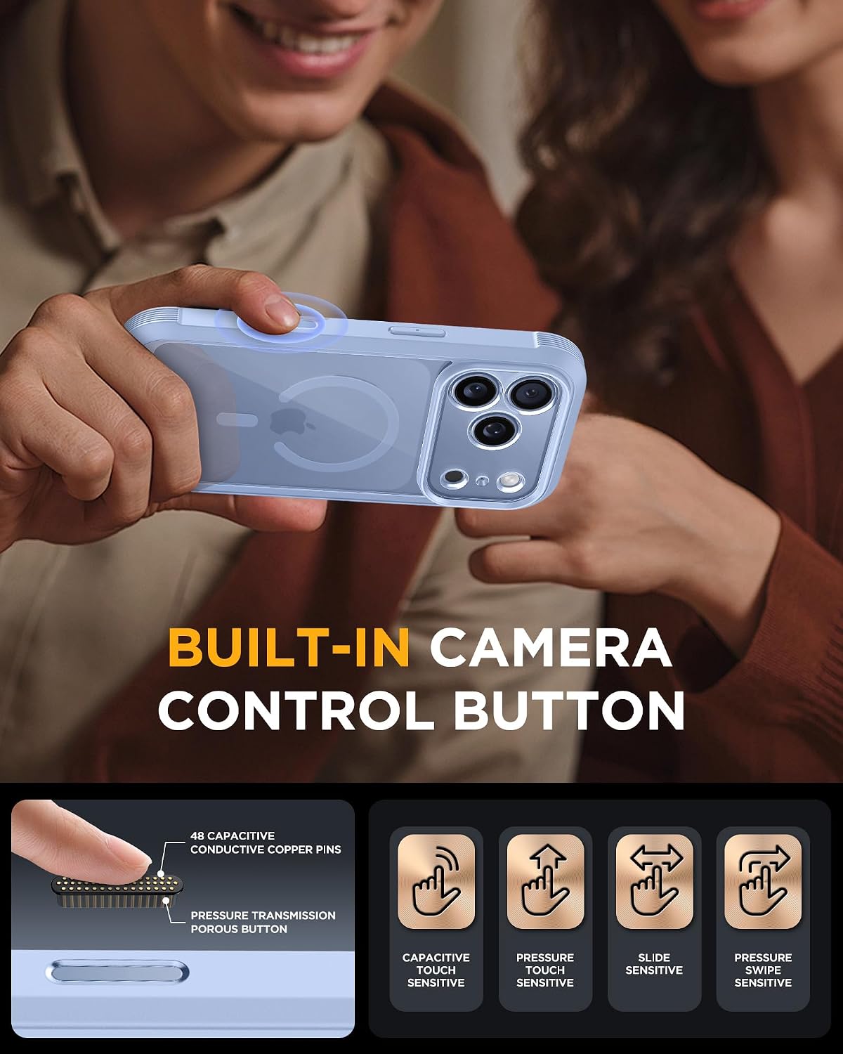 iPhone 18 Pro 360° Protection Case [GLACIER] : Front Screen + Back Cover + Camera Protection Inbuilt