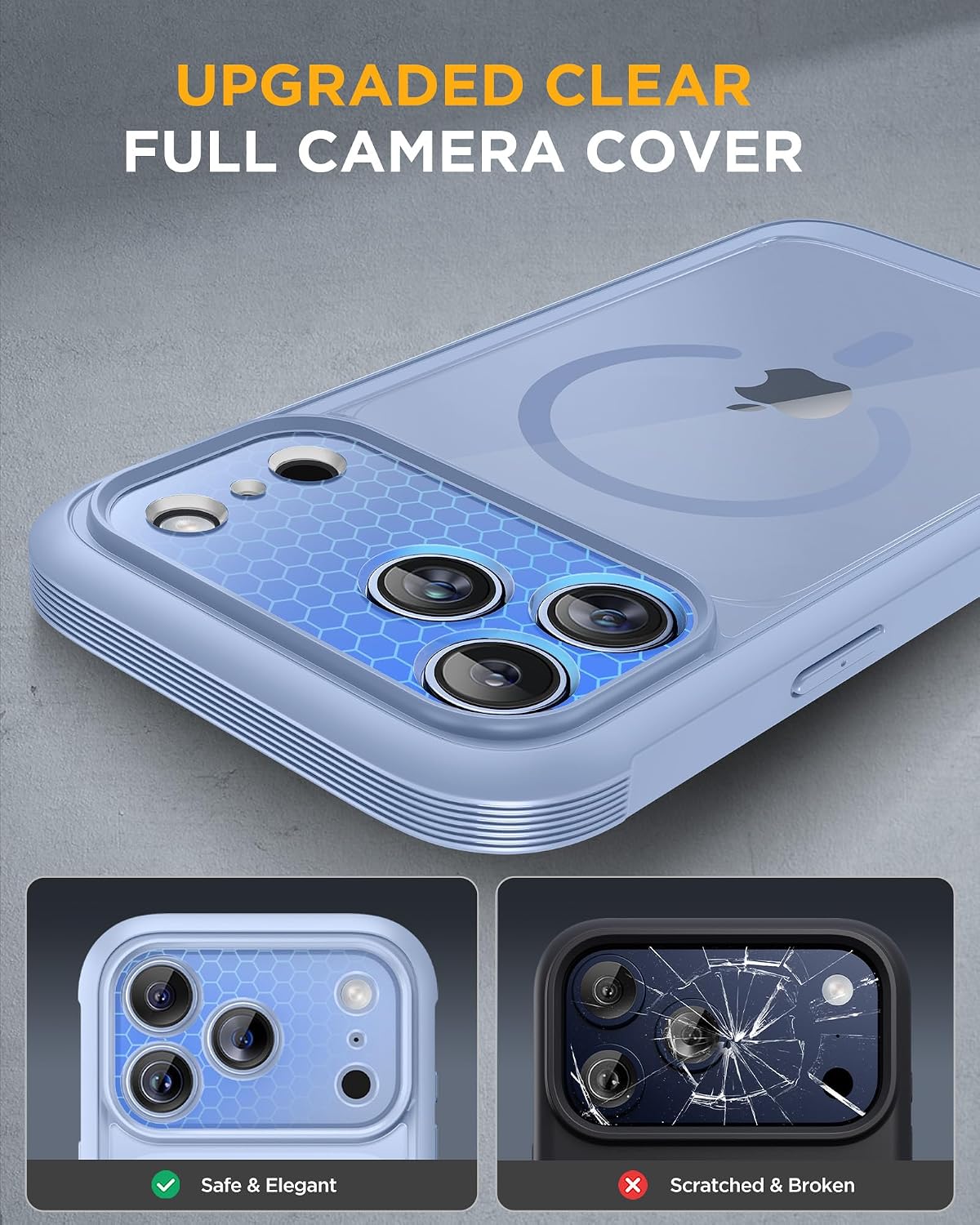 iPhone 18 Pro 360° Protection Case [GLACIER] : Front Screen + Back Cover + Camera Protection Inbuilt