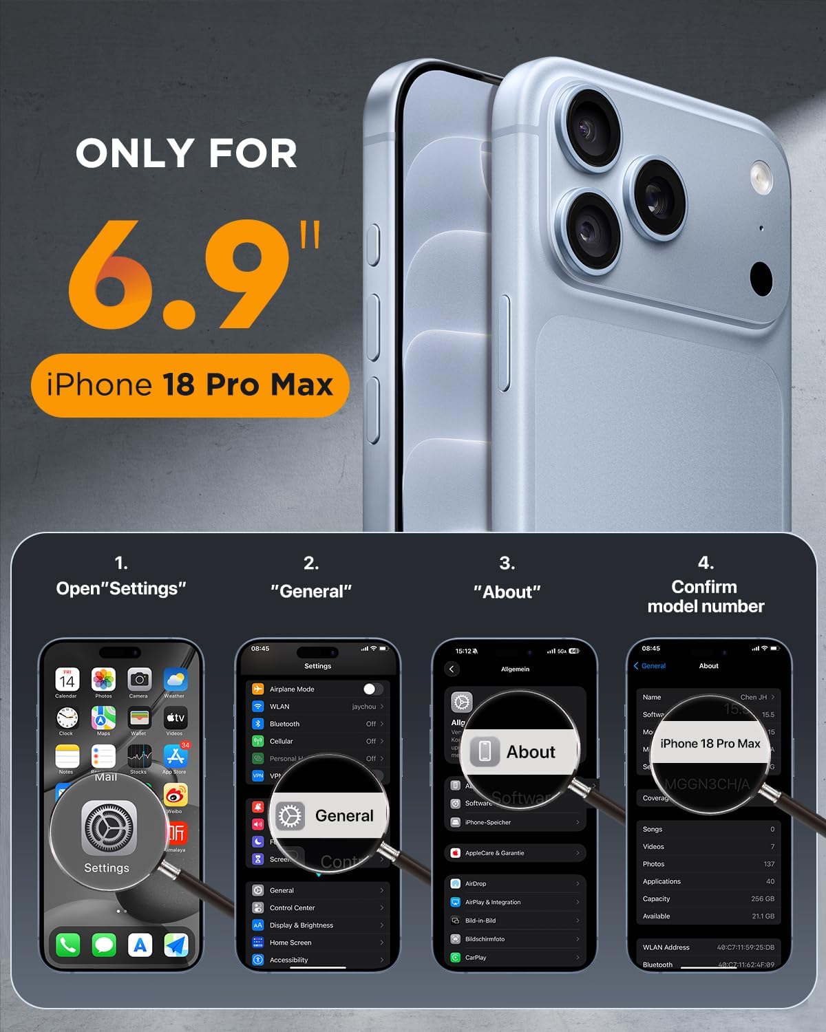 iPhone 18 Pro 360° Protection Case [GLACIER] : Front Screen + Back Cover + Camera Protection Inbuilt