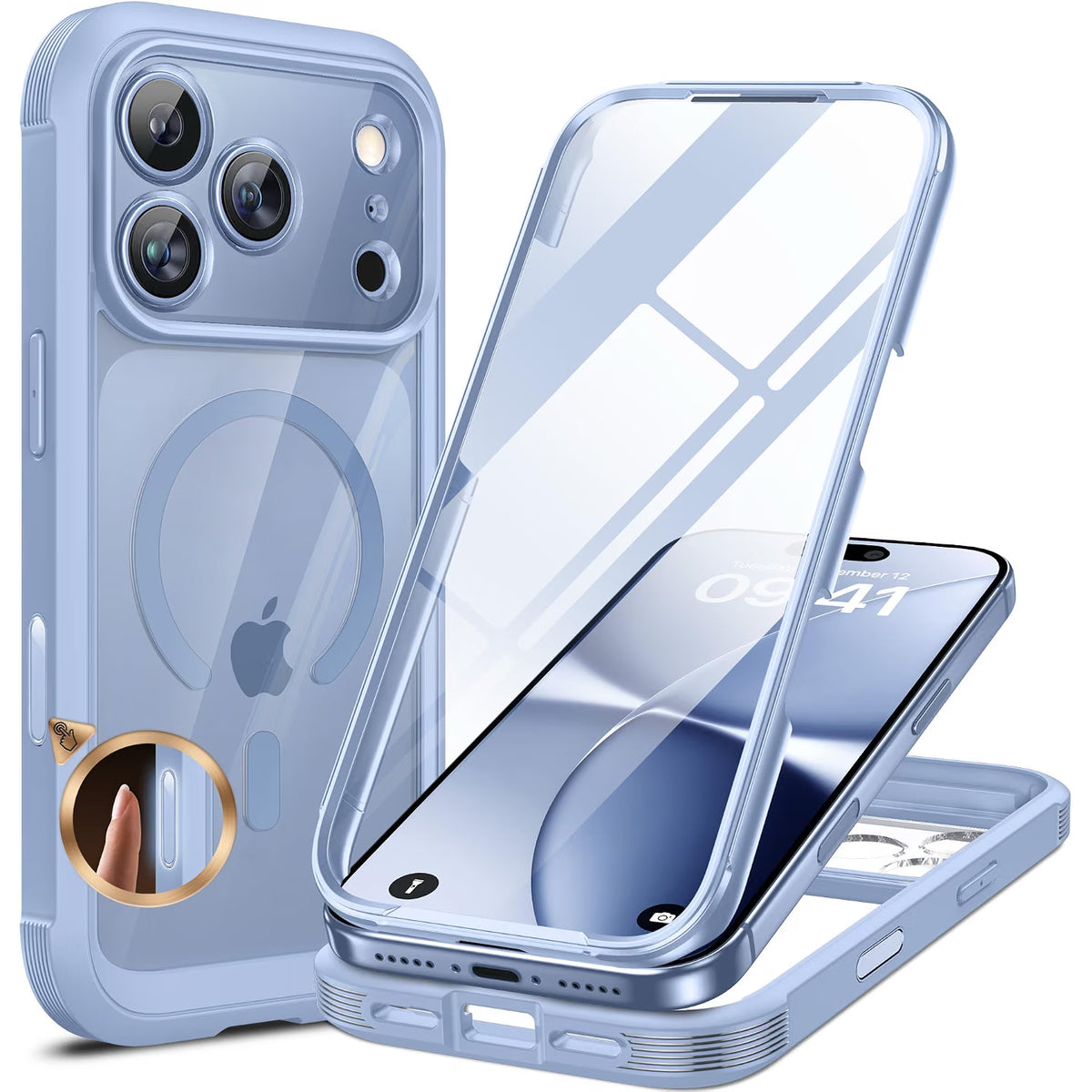 iPhone 18 Pro 360° Protection Case [GLACIER] : Front Screen + Back Cover + Camera Protection Inbuilt