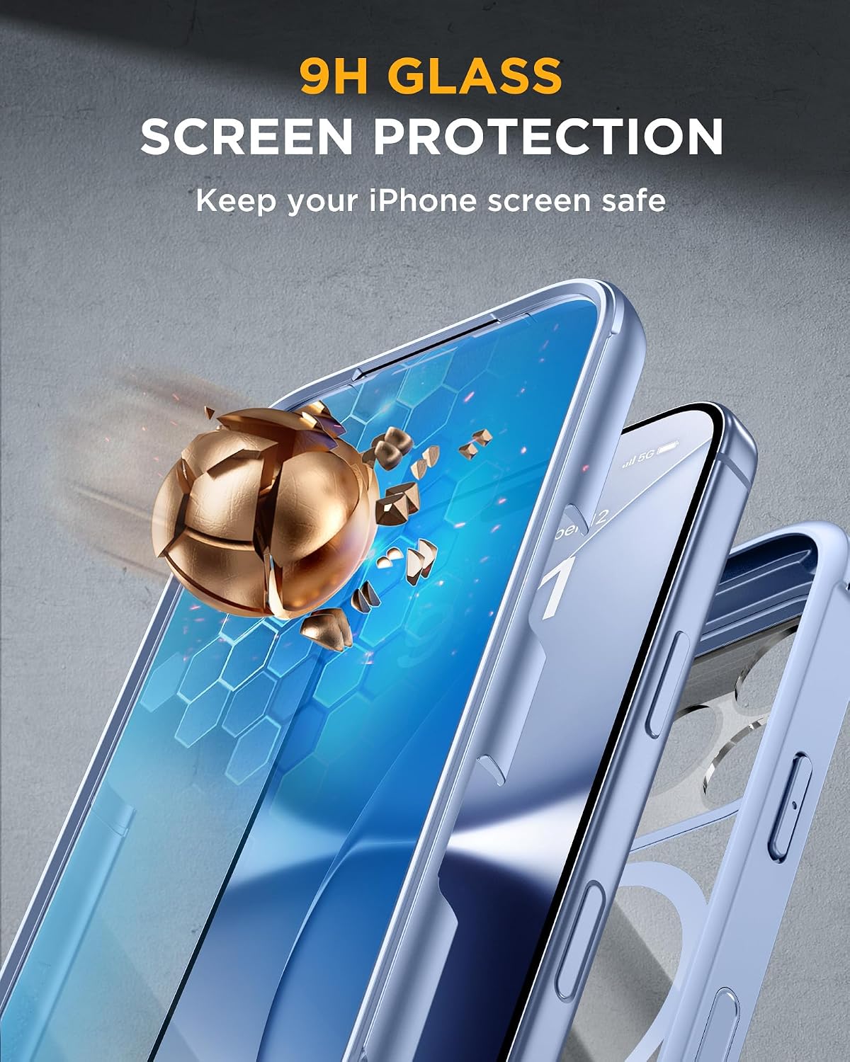iPhone 18 Pro 360° Protection Case [GLACIER] : Front Screen + Back Cover + Camera Protection Inbuilt
