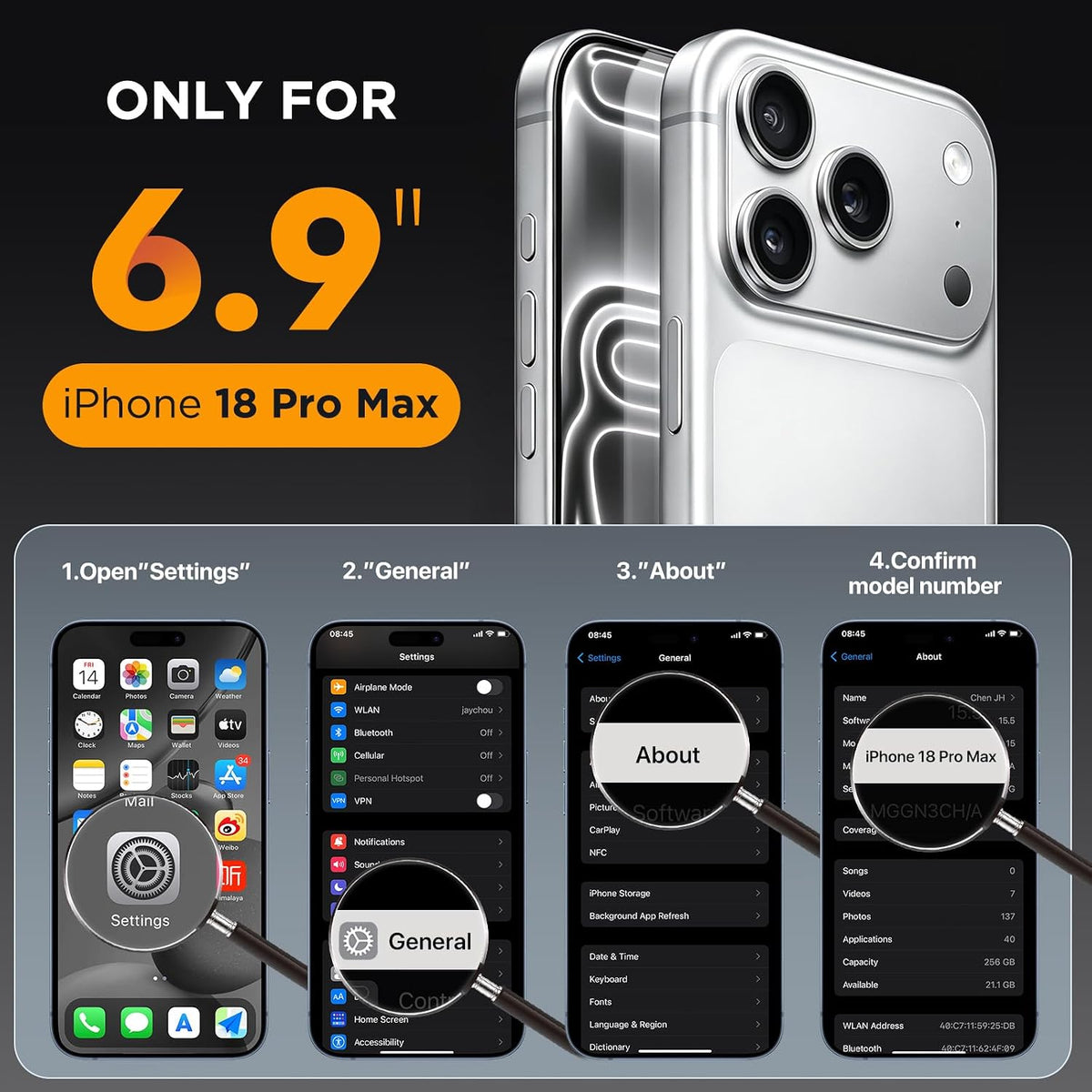 iPhone 18 Pro 360° Protection Case [CLEAR] : Front Screen + Back Cover + Camera Protection Inbuilt