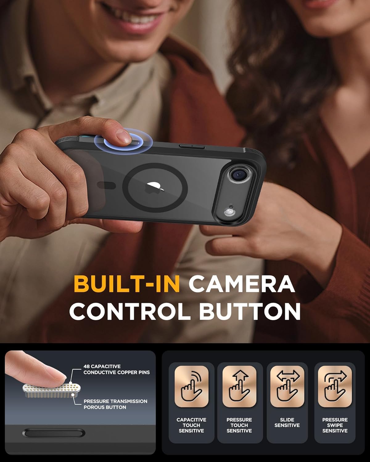 iPhone AIR 360° Protection Case [BLACK] : Front Screen + Back Cover + Camera Protection Inbuilt