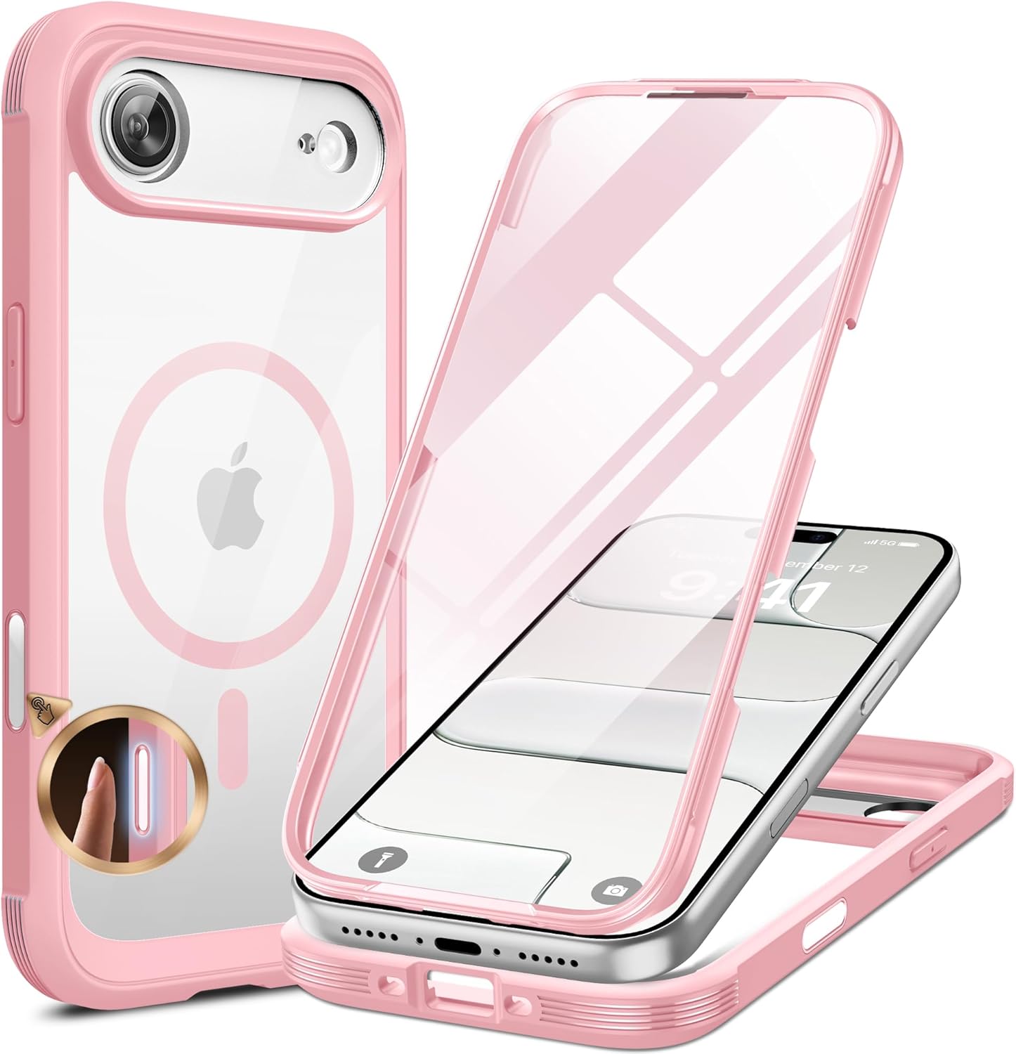 iPhone AIR 360° Protection Case [PINK] : Front Screen + Back Cover + Camera Protection Inbuilt