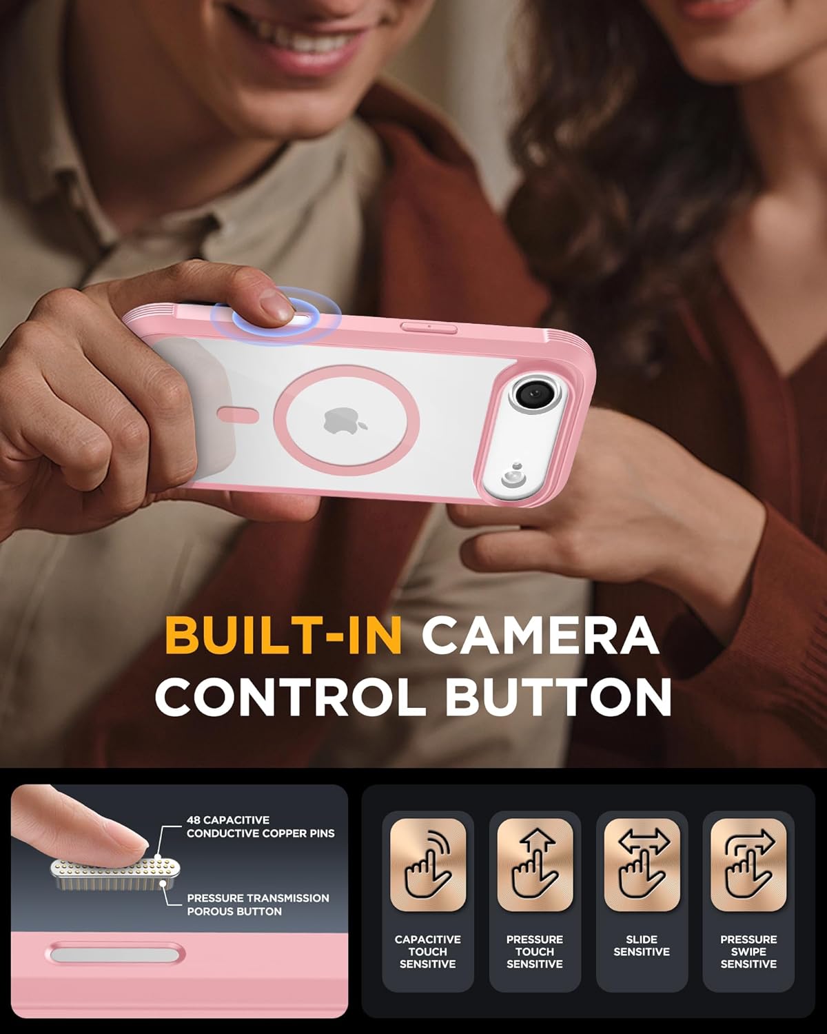 iPhone AIR 360° Protection Case [PINK] : Front Screen + Back Cover + Camera Protection Inbuilt