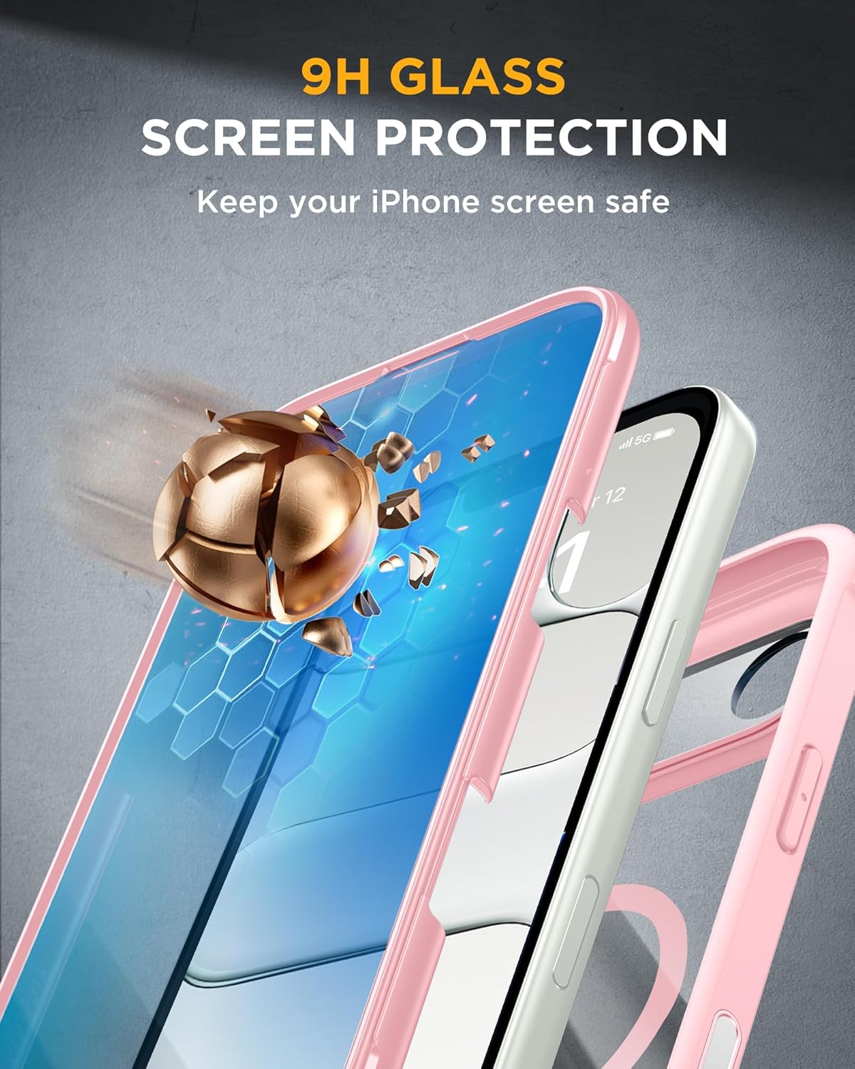 iPhone AIR 360° Protection Case [PINK] : Front Screen + Back Cover + Camera Protection Inbuilt
