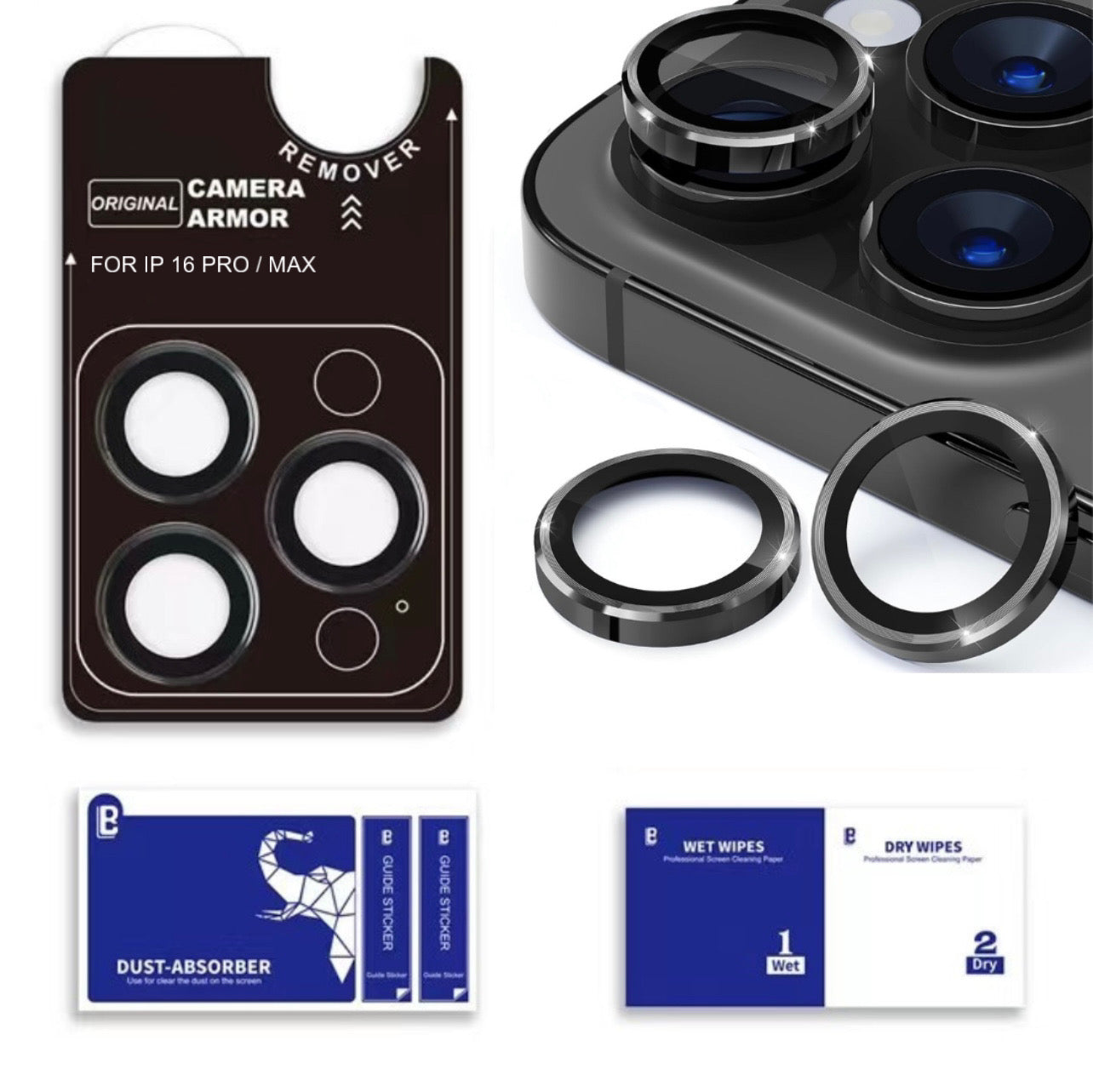 iPhone 16 Series : Stainless Steel | Sapphire Glass Camera Rings | PVD