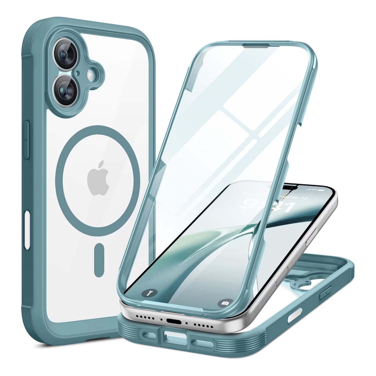 iPhone 17 360° Protection Case [GREEN] : Front Screen + Back Cover + Camera Protection Inbuilt