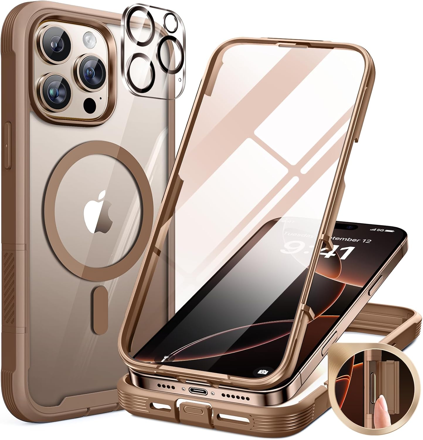 iPhone 16 Pro 360° Protection Case [DESSERT] : Front Screen + Back Cover + Camera Protector