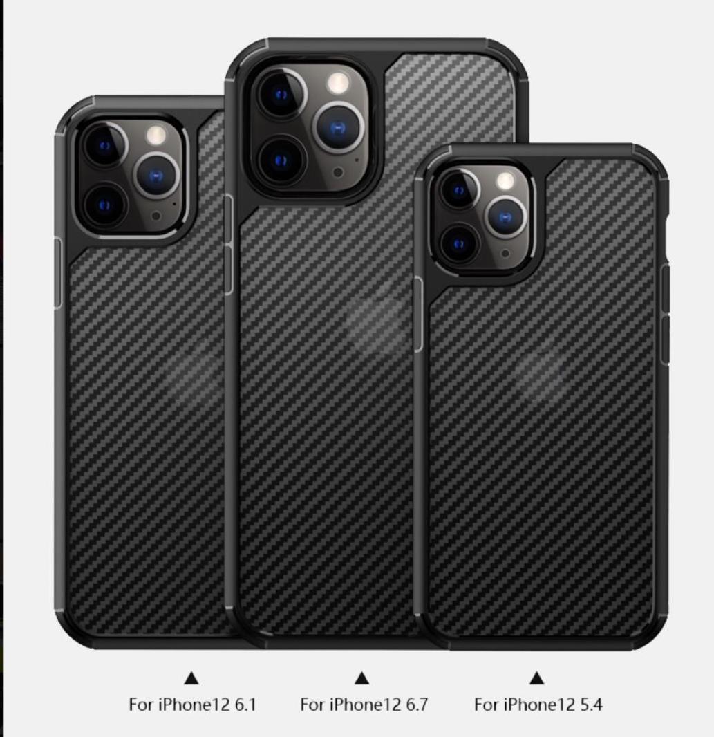 Defence Shield Carbon iPhone 12 Series Bumper Case - Black