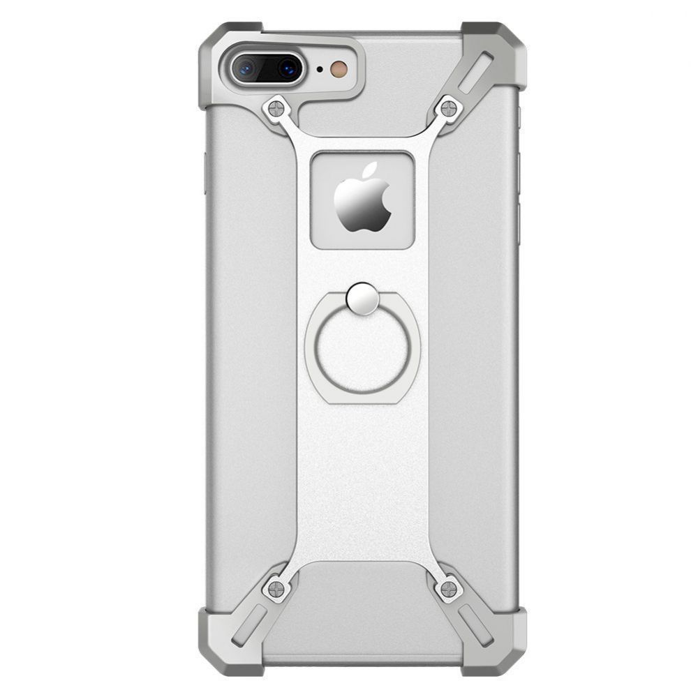 iPhone Silver Nillkin Barde Shockproof Metal Bumper Build-in-Ring Grip Kickstand Case | Cover