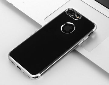 iPhone Jet Black Electroplated Silver Border Soft Silicon Case | Cover