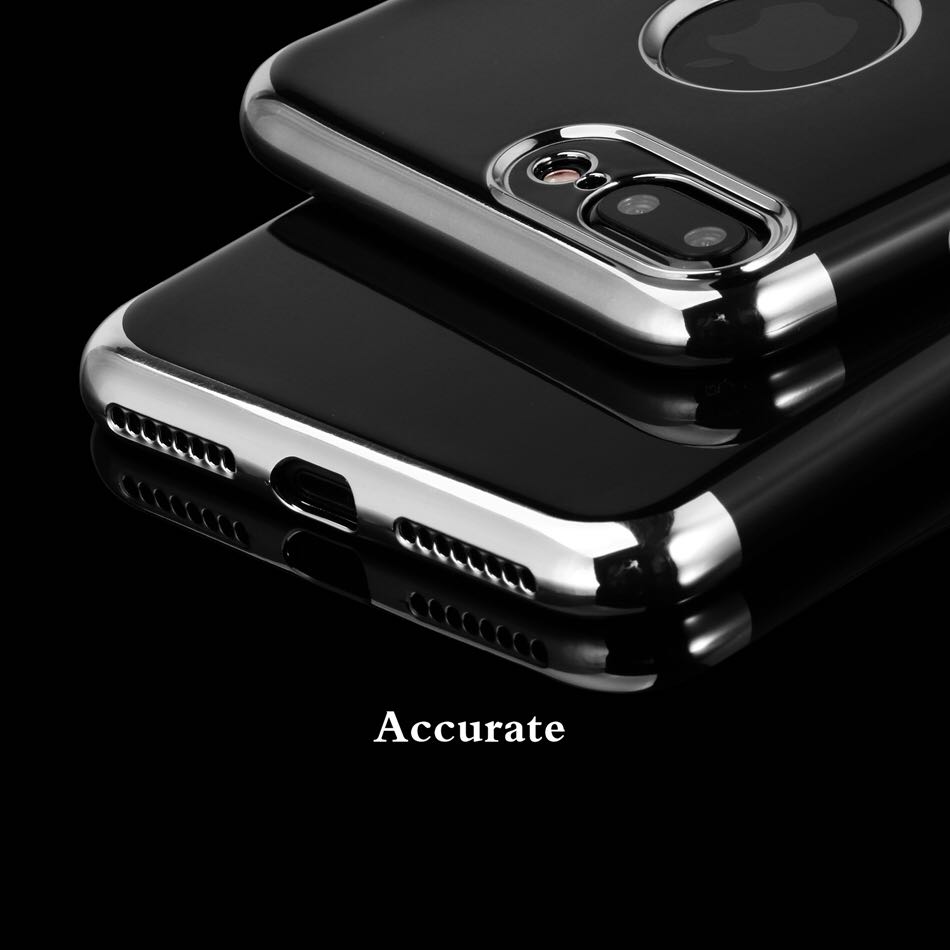 iPhone Jet Black Electroplated Silver Border Soft Silicon Case | Cover
