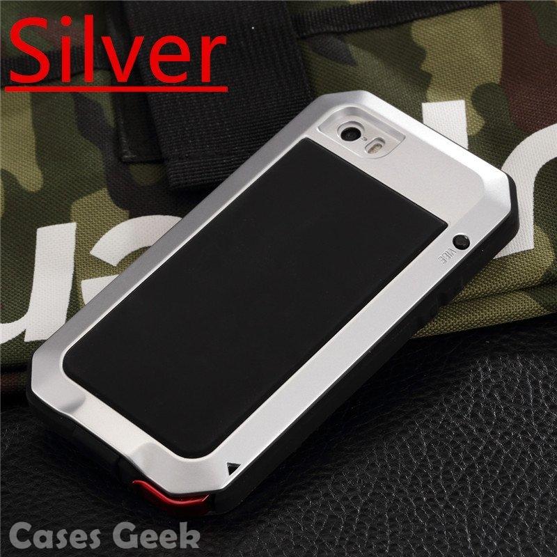 iPhone Silver Aluminium Gorilla Glass Metal Waterproof | Dust/Shock Proof Case | Cover