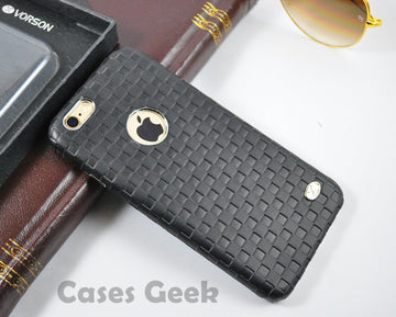 iPhone 6/6s Black Original Vorson® Chex Pattern Leather Cas