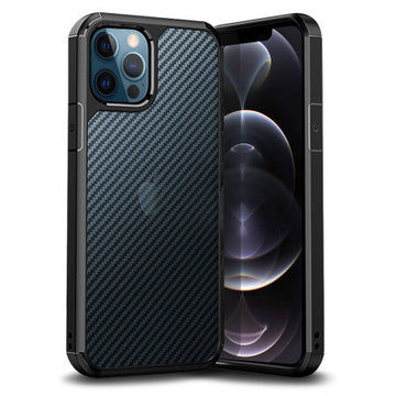Defence Shield Carbon iPhone 12 Series Bumper Case - Black