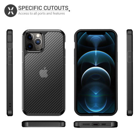 Defence Shield Carbon iPhone 12 Series Bumper Case - Black