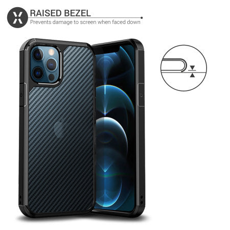 Defence Shield Carbon iPhone 12 Series Bumper Case - Black