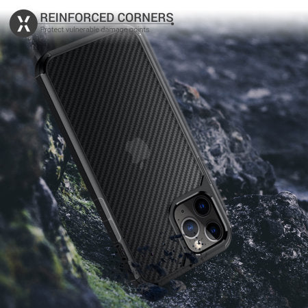 Defence Shield Carbon iPhone 12 Series Bumper Case - Black