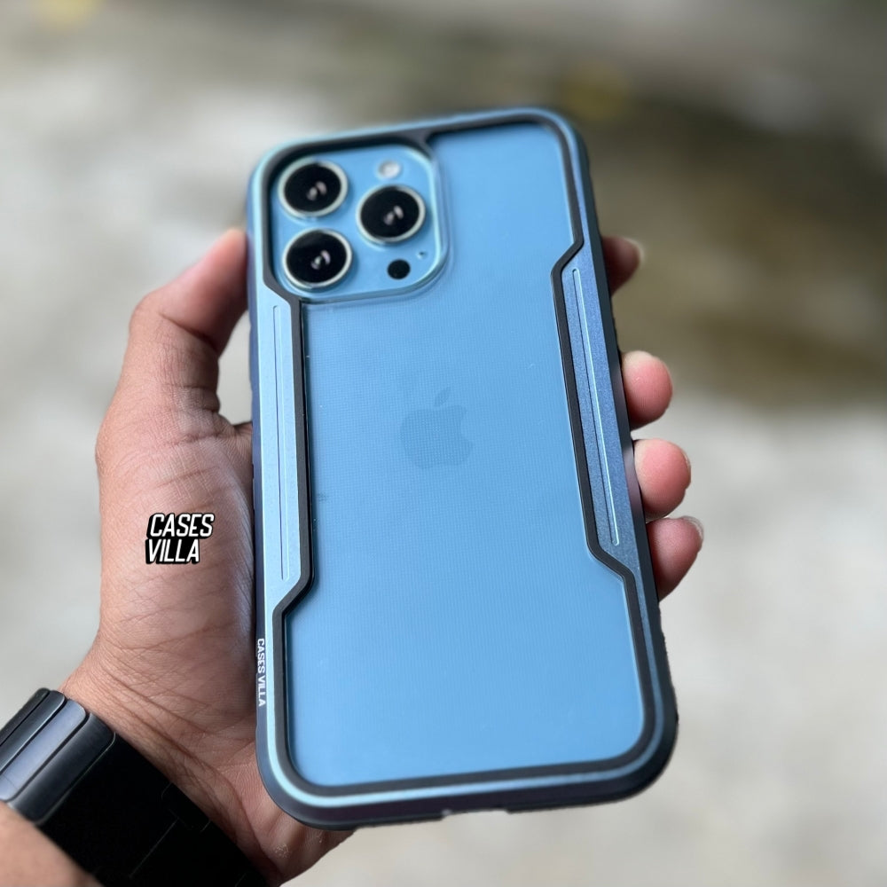 iPhone 13 Pro / Max Case - Sierra Blue Defence Shield Metal Cover | Military Grade Protection