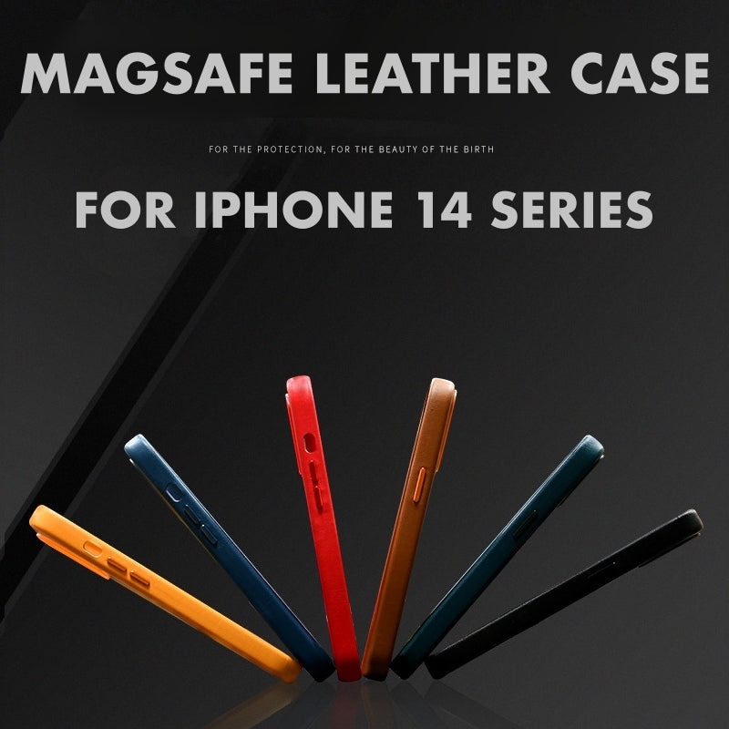 iPhone 14 Series Cover- Genuine Leather Case with MagSafe (Popup Animation)