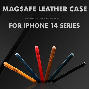 iPhone 14 Plus Cover- Genuine Leather Case with Mag-Safe (Popup Animation)