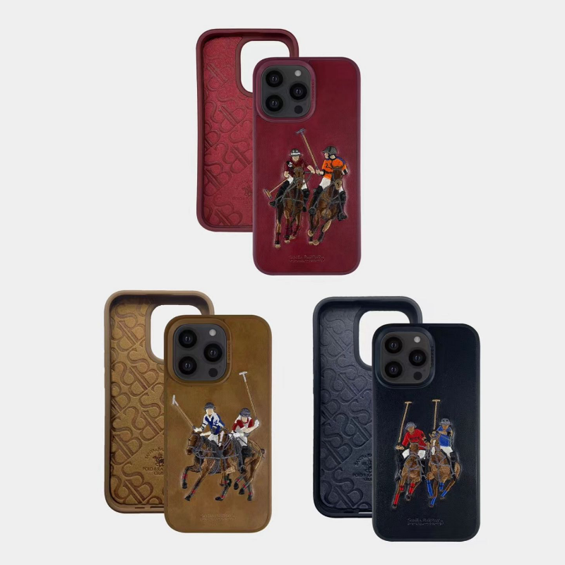 POLO Classic Embroidery Case For Apple iPhone 14 Pro Max Luxury Double 3D  Business Cover With 14 Plus Shell