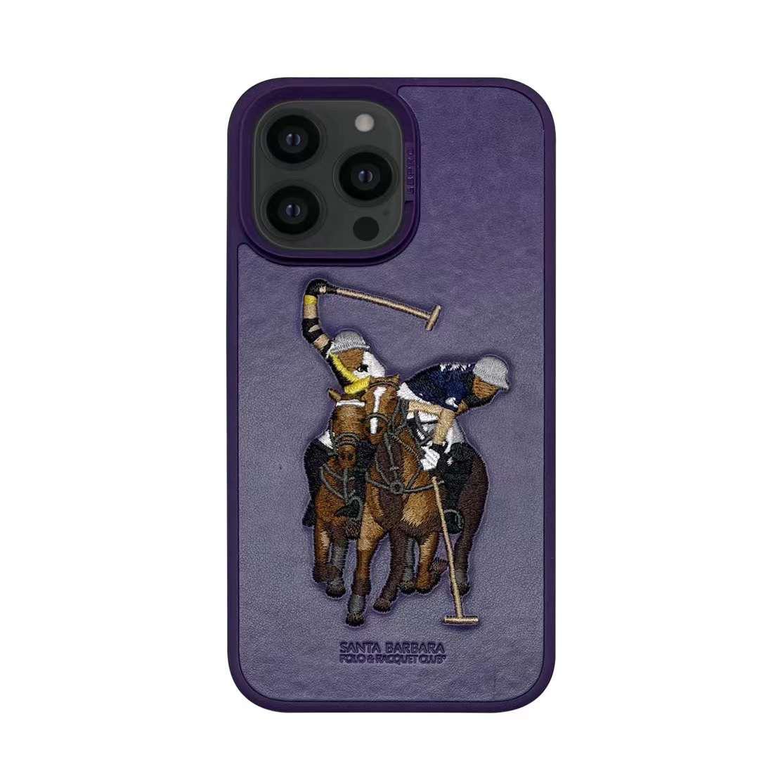 APPLE iPhone 14 Pro, Santa Barbara Black Polo Jockey Series Leather Back  Case Compatible with iPhone