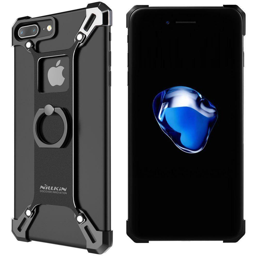 iPhone Black Nillkin Barde Shockproof Metal Bumper Build-in-Ring Grip Kickstand Case | Cover