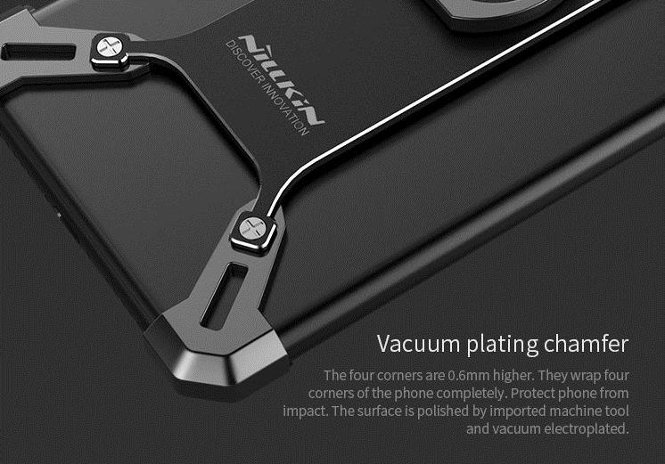 iPhone Black Nillkin Barde Shockproof Metal Bumper Build-in-Ring Grip Kickstand Case | Cover