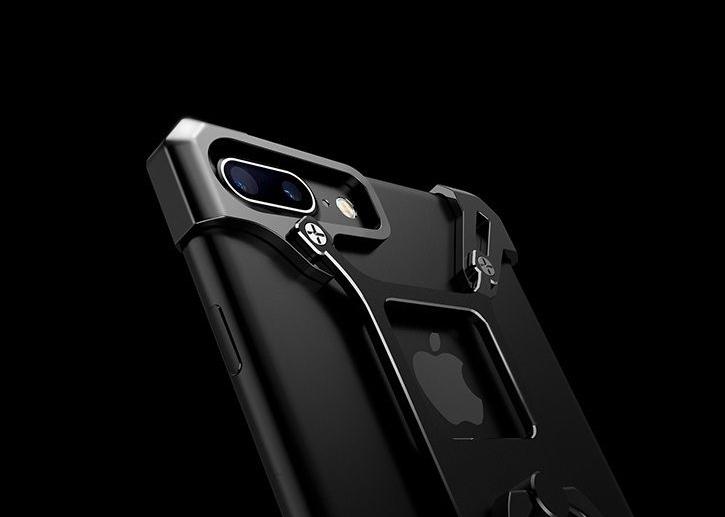 iPhone Black Nillkin Barde Shockproof Metal Bumper Build-in-Ring Grip Kickstand Case | Cover